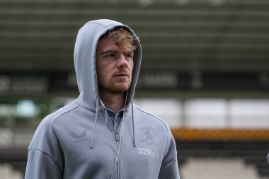 Tommy Conway of Middlesbrough inspects the pitch prior to kick off during the Sky Bet Championship match Derby County vs Middlesbrough at Pride Park Stadium, Derby, United Kingdom, 1st January 2026