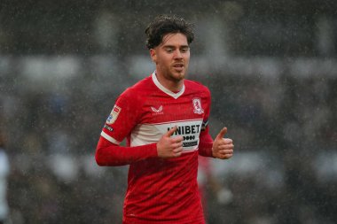 Hayden Hackney of Middlesbrough runs ro take a corner kick during the Sky Bet Championship match Derby County vs Middlesbrough at Pride Park Stadium, Derby, United Kingdom, 1st January 2026