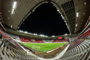 Premier Lig karşılaşması öncesinde Sunderland, Manchester City 'ye karşı 1 Ocak 2026' da Sunderland, İngiltere 'de oynanan stadyumun genel görüntüsü.