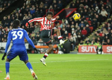 Andre Brooks of Sheffield United shoots on goal during the Sky Bet Championship match Sheffield United vs Leicester City at Bramall Lane, Sheffield, United Kingdom, 1st January 2026