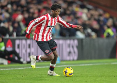 Andre Brooks of Sheffield United in action during the Sky Bet Championship match Sheffield United vs Leicester City at Bramall Lane, Sheffield, United Kingdom, 1st January 2026