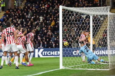 Stoke City goalkeeper Tommy Simkin punches clear a shot off Kyle Joseph of Hull City  during the Sky Bet Championship match Hull City vs Stoke City at MKM Stadium, Hull, United Kingdom, 1st January 2026