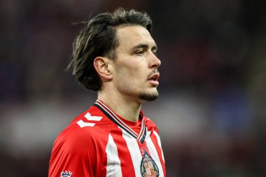 Sunderland 'dan Enzo Le Fee Premier League maçı sırasında Sunderland, Manchester City' ye karşı Stadyumu, Sunderland, 1 Ocak 2026