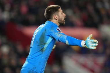 Tottenham Hotspur 'dan Guglielmo Vicario Premier League maçında Brentford Tottenham Hotspur' a karşı Gtech Community Stadyumu, Londra, 1 Ocak 2026