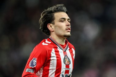 Sunderland 'dan Enzo Le Fee Premier League maçı sırasında Sunderland, Manchester City' ye karşı Stadyumu, Sunderland, 1 Ocak 2026