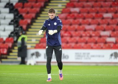 Leicester City goalkeeper Jakub Stolarczyk in the pregame warmup session during the Sky Bet Championship match Sheffield United vs Leicester City at Bramall Lane, Sheffield, United Kingdom, 1st January 2026