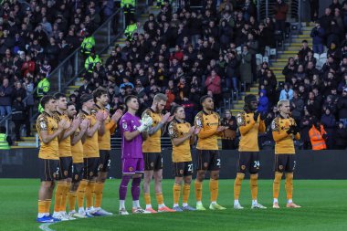 Hull City starting eleven during a minutes applause for those no longer with us during the Sky Bet Championship match Hull City vs Stoke City at MKM Stadium, Hull, United Kingdom, 1st January 2026