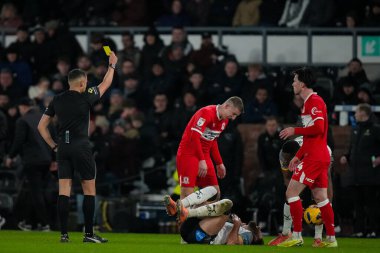 Andrew Kitchen Salisbury shows a yellow card during the Sky Bet Championship match Derby County vs Middlesbrough at Pride Park Stadium, Derby, United Kingdom, 1st January 2026