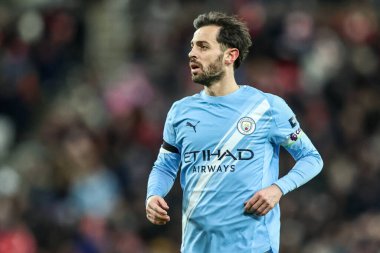 Manchester City 'den Bernardo Silva Premier Lig maçı sırasında Sunderland Manchester City' ye karşı Stadyum Of Light, Sunderland, İngiltere, 1 Ocak 2026