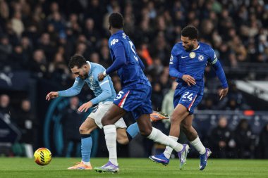Rayan Cherki of Manchester City is fouled by Reece James of Chelsea during the Premier League match Manchester City vs Chelsea at Etihad Stadium, Manchester, United Kingdom, 4th January 2026