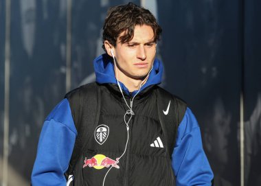 Leeds United takımından Brenden Aaronson, Premier League karşılaşması öncesinde Manchester United ile Elland Road, Leeds, İngiltere, 4 Ocak 2026 'da karşı karşıya geldi.