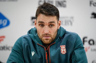 Matthew James of Wrexham during the post match press conference during the Sky Bet Championship match Derby County vs Wrexham at Pride Park Stadium, Derby, United Kingdom, 4th January 2026