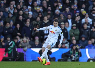 Gabriel Gudmundsson of Leeds United controls the ball during the Premier League match Leeds United vs Manchester United at Elland Road, Leeds, United Kingdom, 4th January 2026