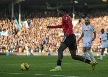 Ayden Heaven of Manchester United clears the ball up field during the Premier League match Leeds United vs Manchester United at Elland Road, Leeds, United Kingdom, 4th January 2026
