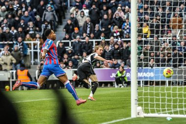 Newcastle United 'dan Anthony Gordon topu kalenin arkasına atıyor ancak Premier League maçı Newcastle United ile Newcastle, Newcastle' daki Crystal Palace maçında ofsayt atmasına izin verilmiyor.