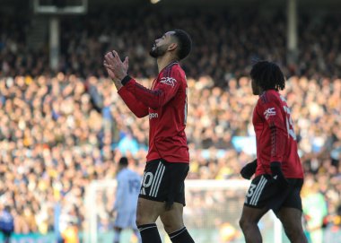 Manchester United takımından Matheus Cunha, İngiltere 'nin Leeds Road kentinde oynanan Premier League maçında Leeds United ile Manchester United maçında tepki gösterdi.