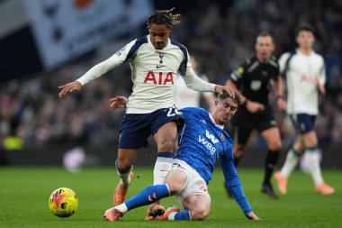 Trai Hume of Sunderland tackles Wilson Odobert of Tottenham Hotspur during the Premier League match Tottenham Hotspur vs Sunderland at Tottenham Hotspur Stadium, London, United Kingdom, 4th January 2025