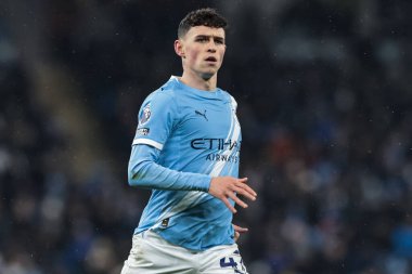Manchester City ile Chelsea arasındaki Premier League maçı sırasında Manchester City 'den Phil Foden, Etihad Stadyumu' nda, 4 Ocak 2026