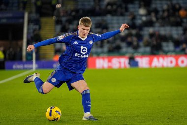 Leicester City 'den Jordan James, Leicester City' nin 5 Ocak 2026 'da King Power Stadyumu' nda oynadığı Leicester City-West Bromwich Albion maçında pas attı.