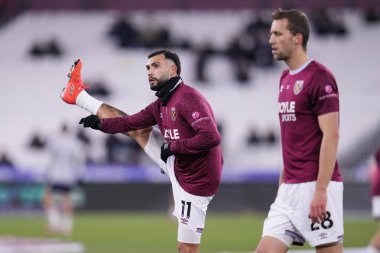 West Ham United 'dan Valentin Castellanos Premier League karşılaşması öncesinde 6 Ocak 2026' da Londra Stadyumu 'nda West Ham United Nottingham Forest' a karşı.
