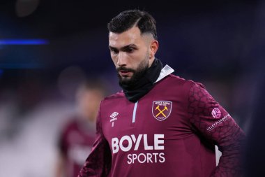 West Ham United 'dan Valentin Castellanos Premier League karşılaşması öncesinde 6 Ocak 2026' da Londra Stadyumu 'nda West Ham United Nottingham Forest' a karşı.