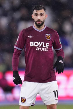 West Ham United Premier Lig karşılaşmasında Valentin Castellanos, 6 Ocak 2026 'da Londra Stadyumu' nda West Ham United Nottingham Forest 'a karşı.