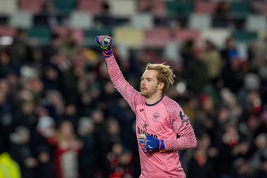 Brentford kalecisi Caoimhin Kelleher Premier League maçında Brentford Sunderland 'a karşı Gtech Community Stadyumu, Londra, İngiltere' de 7 Ocak 2026 'da oynanan maçta takımının ikinci golünü attı.