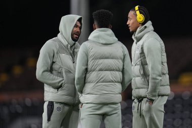 Chelsea oyuncuları Premier League maçı öncesinde Fulham Chelsea 'ye karşı Craven Cottage, Londra, İngiltere, 7 Ocak 2026