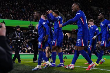 Chelsea 'li oyuncular Premier Lig maçında eşitliği kutluyorlar Fulham Chelsea' ye karşı Craven Cottage, Londra, İngiltere, 7 Ocak 2026