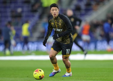 Wolverhampton Wanderers takımından Hwang Hee-Chan Premier League maçında Everton Wolverhampton Wanderers 'a karşı 7 Ocak 2026' da Liverpool, Liverpool 'daki Hill Dickinson Stadyumu' nda oynandı.