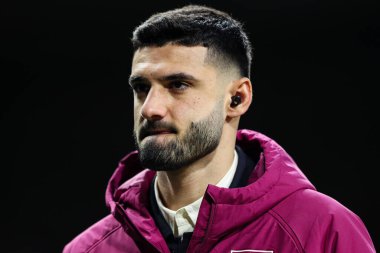 Burnley takımından Armando Broja, Burnley ile Manchester United 'ın 7 Ocak 2026 tarihli Turf Moor, Burnley' de oynadığı Premier League karşılaşması öncesinde stadyuma geldi.