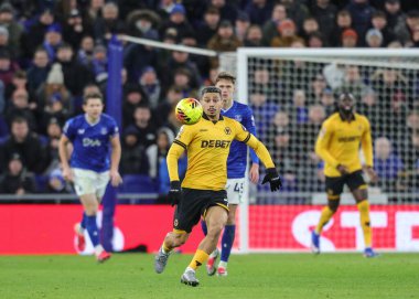 Wolverhampton Wanderers 'dan Andre Premier League maçında Everton, Wolverhampton Wanderers' a karşı Hill Dickinson Stadyumu, Liverpool, İngiltere, 7 Ocak 2026