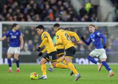 Wolverhampton Wanderers takımından Hwang Hee-Chan Premier League maçında Everton, Wolverhampton Wanderers 'a karşı 7 Ocak 2026' da Liverpool, Hill Dickinson Stadyumu 'nda.
