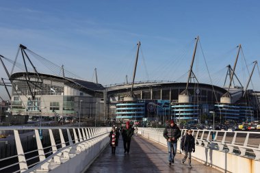 Etihad Stadyumu 'nun, 10 Ocak 2026 tarihinde Etihad Stadyumu' nda oynanan ve Manchester City 'nin Exeter City' ye karşı oynadığı üçüncü tur müsabakadaki genel görüntüsü.