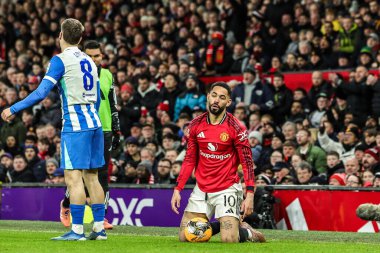 Manchester Untie takımından Matheus Cunha, 11 Ocak 2026 'da Old Trafford, Manchester, İngiltere' de oynanan ve Manchester United 'ın Brighton ve Hove Albion' a karşı oynadığı üçüncü tur karşılaşmasında tepki gösterdi.