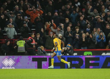 Mansfield Town 'dan Lucas Akins, 11 Ocak 2026' da İngiltere 'nin Sheffield Lane kentindeki Sheffield United - Mansfield Town maçında 1-3 kazanma hedefini kutluyor.