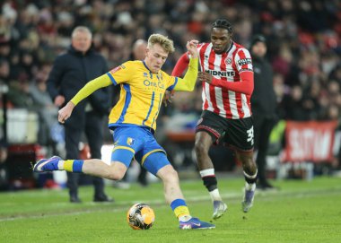 Mansfield Town 'dan Will Evans, 11 Ocak 2026' da İngiltere 'nin Bramall Lane kentinde oynanan Sheffield United' ın Mansfield Town 'a karşı oynadığı 3.