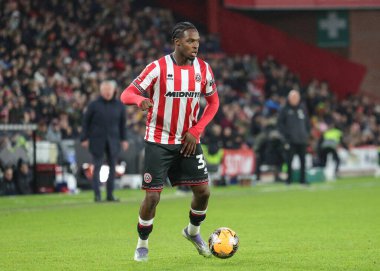 Sheffield United takımından Femi Seriki, 11 Ocak 'ta İngiltere' nin başkenti Sheffield Lane 'de oynanan üçüncü tur müsabaka Sheffield United - Mansfield Town karşılaşmasında sahada.