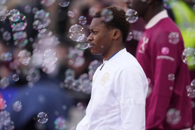 Queens Park Rangers takımından Karamoko Dembl, 11 Ocak 2026 'da Londra, İngiltere' deki Londra Stadyumu 'nda oynanan Üçüncü tur Batı Ham United - Queens Park Rangers karşılaşması öncesinde düzenlendi.