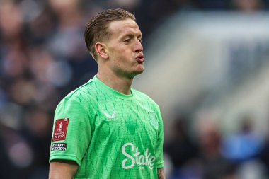 Everton kalecisi Jordan Pickford, Birleşik Krallık 'ın Liverpool şehrindeki Dickinson Stadyumu' nda oynanan üçüncü tur müsabakasında Everton, Sunderland 'a karşı oynamıştır.