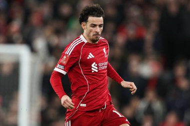 Liverpool 'dan Curtis Jones, 12 Ocak 2026 tarihinde Liverpool, Liverpool, İngiltere' de Liverpool 'a karşı oynanan Liverpool FA Cup Üçüncü Raundu karşılaşmasında