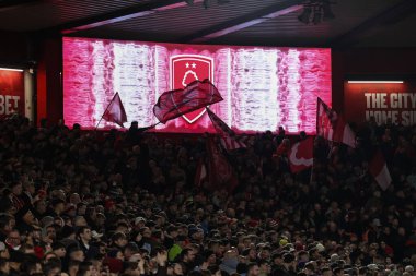 İngiltere 'nin Nottingham şehrinde 17 Ocak 2026' da oynanan Premier Lig maçı sırasında Nottingham Forest, Arsenal 'e karşı oynadığı City Ground maçının genel görünümü.