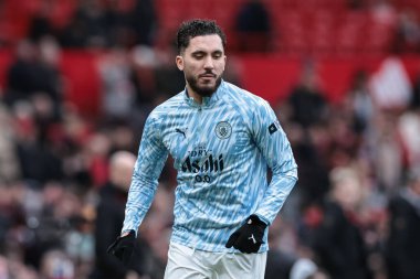 Manchester City 'den Rayan Cherki Premier League maçında Manchester United' a karşı Manchester City 'de 17 Ocak 2026' da oynanan maç öncesi ısınma maçında