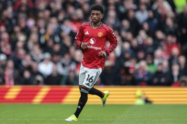 Manchester United 'ın Manchester City' ye karşı oynadığı Premier League maçında Manchester United 'dan Amad Diallo, Old Trafford, Manchester, İngiltere' de 17 Ocak 2026