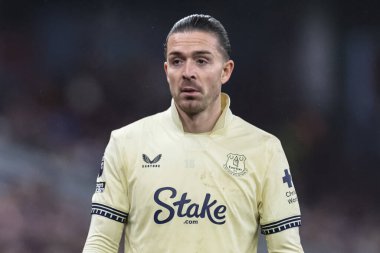 Premier Lig maçı sırasında Everton 'dan Jack Grealish 18 Ocak 2026' da Birmingham, Villa Park 'ta Aston Villa Everton' a karşı.