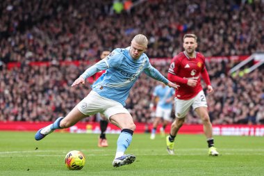 Manchester City 'den Erling Haaland, Manchester United ile Manchester City maçında 17 Ocak 2026' da Old Trafford, Manchester City maçında gol attı.