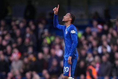 Chelsea 'den Joao Pedro Premier Lig maçında Chelsea-Brentford maçında 17 Ocak 2026' da Stamford Bridge, Londra 'da gol attıktan sonra