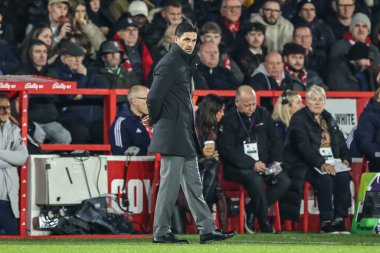 Arsenal 'in Mikel Arteta teknik direktörü 17 Ocak 2026' da Nottingham Forest, City Ground, Nottingham 'da Arsenal' e karşı oynadığı Premier League maçında görülüyor.