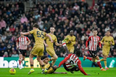 Sunderland 'dan Brian Brobbey, 17 Ocak 2026' da İngiltere 'nin Sunderland kentinde oynanan Premier Lig maçı sırasında Crystal Palace' dan Chris Richards ile karşılaştı.