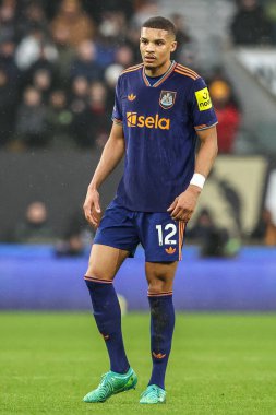 Newcastle United takımından Malick Thiaw Premier League maçında Wolverhampton Wanderers, Newcastle United 'a karşı Molineux, Wolverhampton, İngiltere, 18 Ocak 2026